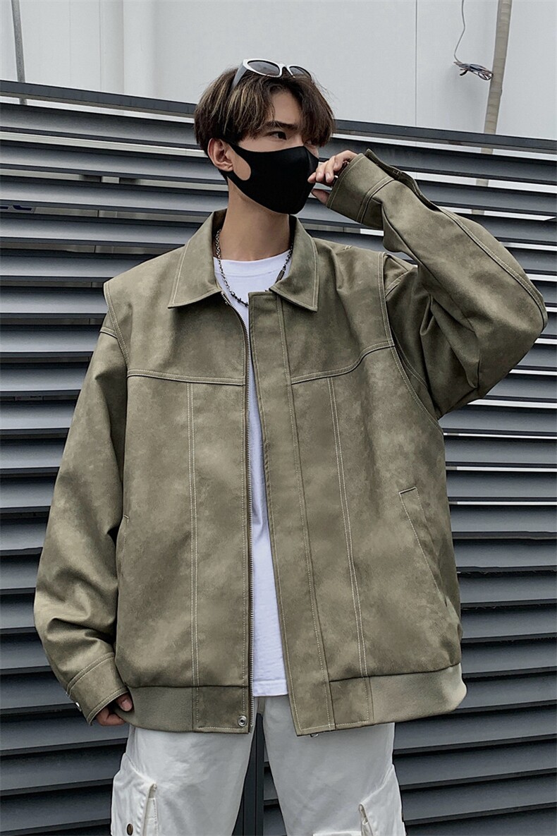 高街机动皮衣美式潮牌骑行服皮夹克外套光板A406JK1232特P83,男装夹克,星座309（原A406）