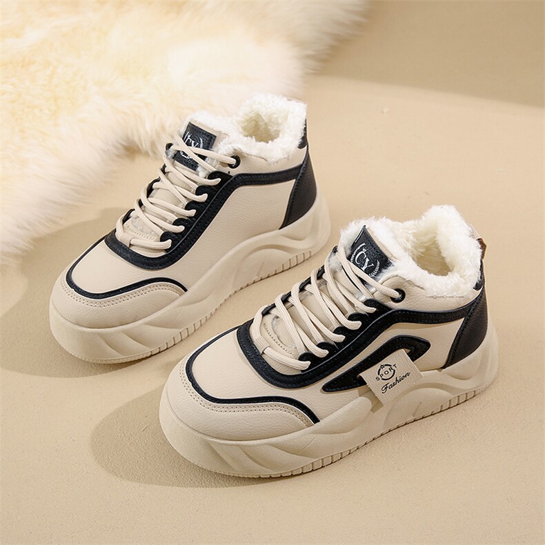 加绒高帮雪地靴女2024冬季新款学生ins韩版保暖休闲女鞋棉鞋，女鞋雪地靴，电商A223