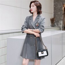 西装双排扣连衣裙气质轻熟风女装女神范职业装，女装连衣裙，寒都衣屋