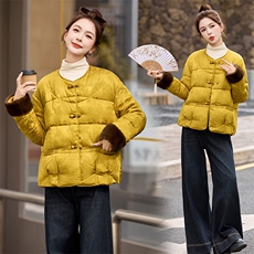 2025年冬季新款90白鸭绒新中式羽绒服外套，女装羽绒服，橙子家