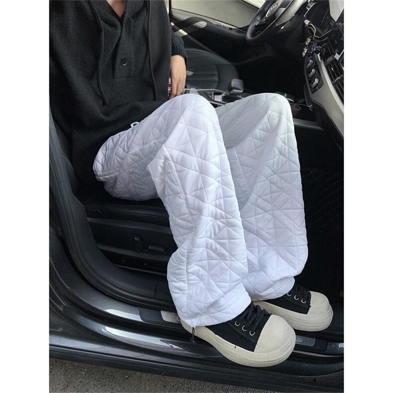 XZ-221-1/K1300/P55控78冬季保暖夹棉菱形格棉裤宽松直筒休闲长裤，男装棉裤，星座221-1