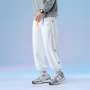 日系2024秋冬款个性撞色排扣束脚运动休闲潮牌卫裤8805-P50控69,男装休闲裤,星座914-3