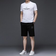 2023年夏款潮流休闲时尚男士运动短袖短裤套装P130，男装休闲套装，电商D223-1