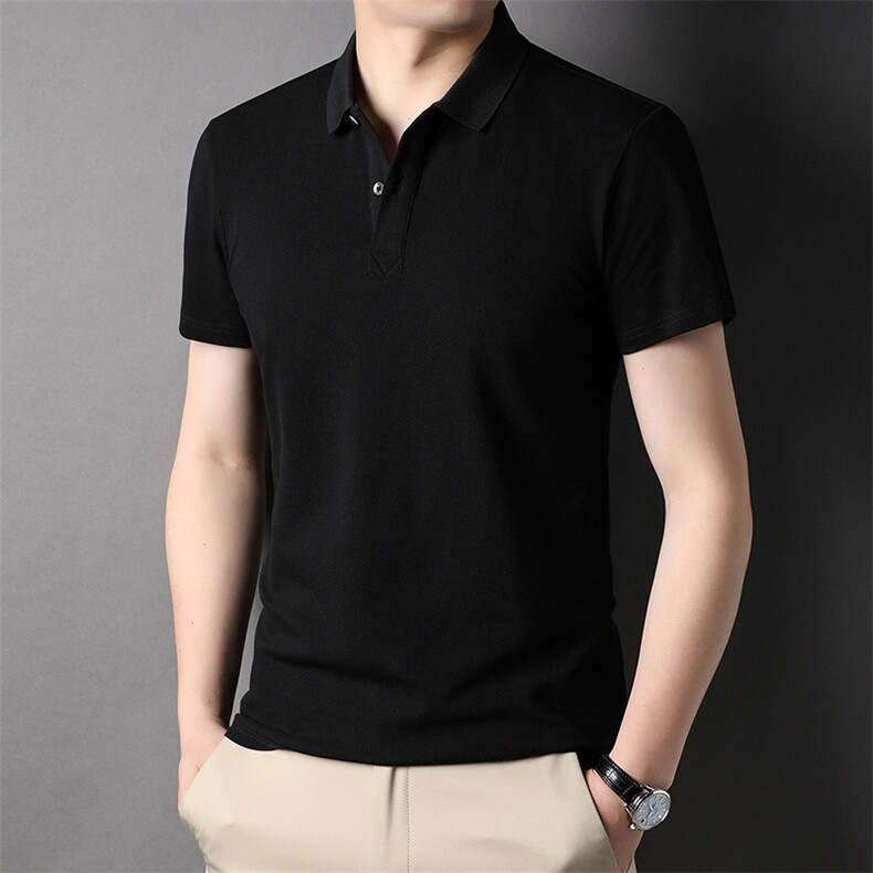 夏季新款男士翻领短袖t恤中年有领男装上衣服休闲POLO衫图片