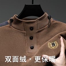 刺绣拼接卫衣男士秋冬2025新款加厚奥粒绒立领长袖打底衫保暖上衣，男装卫衣，电商B212（原钱塘6029）