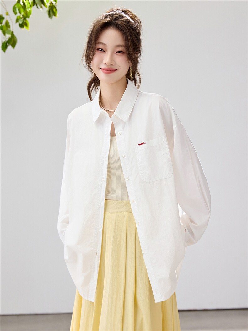 2026春夏新款蓝衬衫女宽松显瘦元气少女感衬衣韩版松弛感慵懒风,女装衬衫,艾米