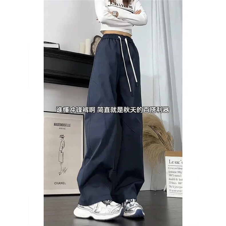 秋冬季拼接休闲冲锋裤潮牌cleanfit美式宽松大码加绒弯刀工装裤子,男装工装外套,四季星座505