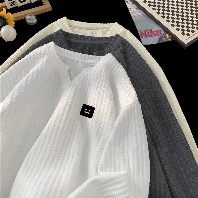 XZ809A/VVV3/P45/控58美式V领印花肌理感百搭长T恤卫衣,男装T恤,星座809A(原222-1)