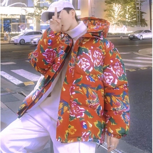 CC99东北大花连帽加厚保暖防寒棉衣外套风特色棉服情侣花衣图片