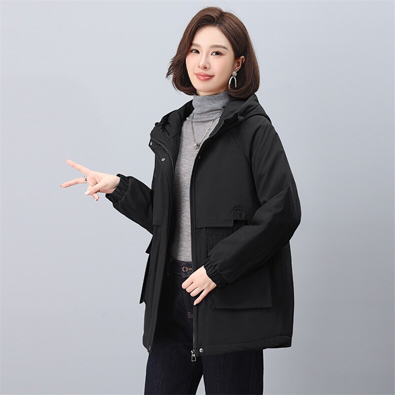 2024年冬季新款时尚休闲加绒加厚派客服,女装派克服,依恋蒂丝