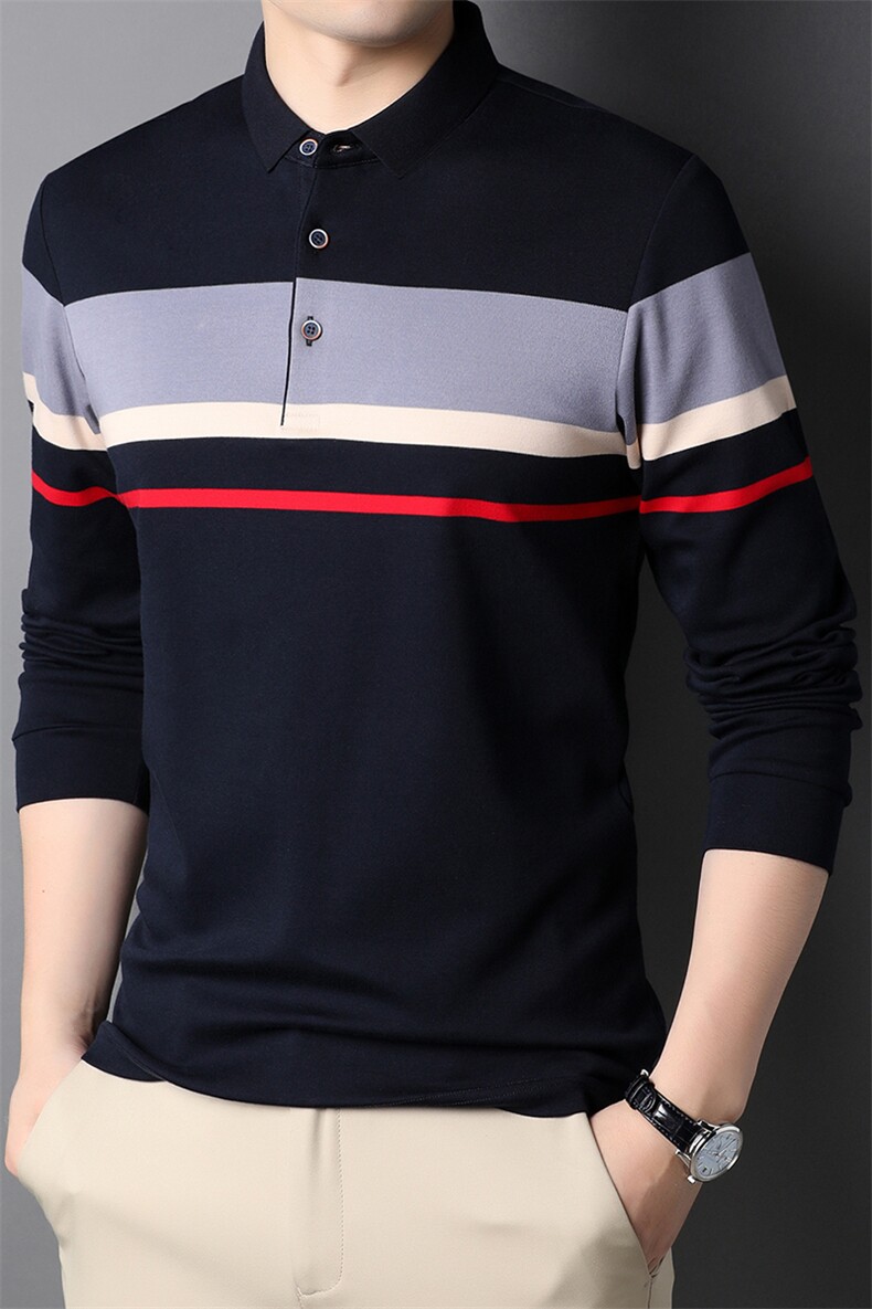 2023年春款男士上衣POLO长袖T恤P75图片