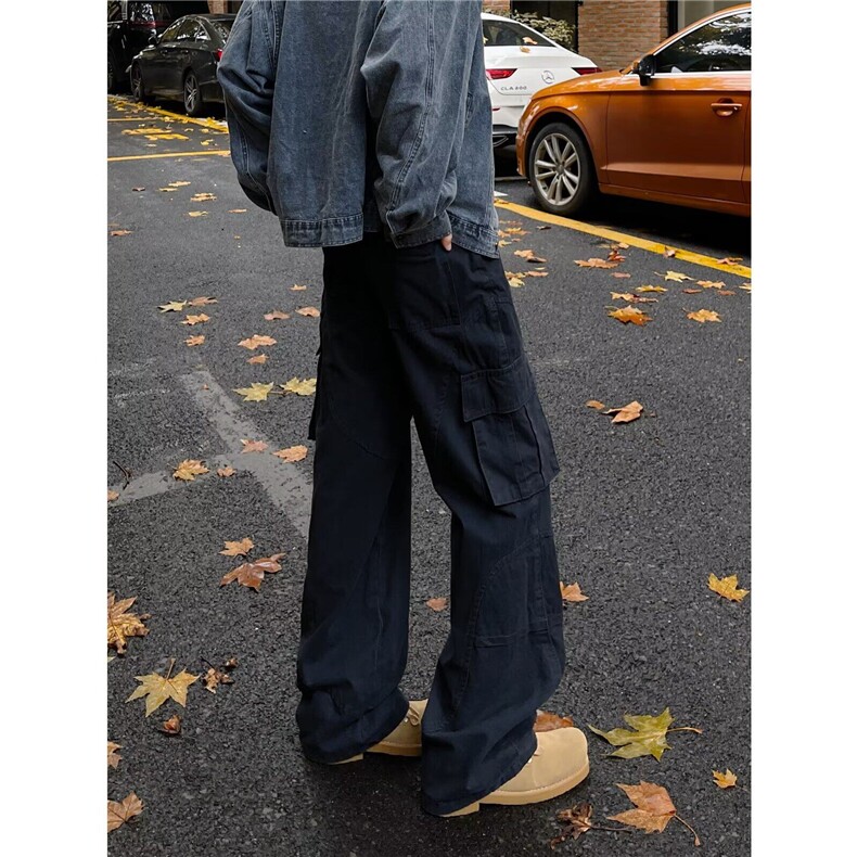 美式vibe高街多口袋工装裤男休闲宽松直筒裤潮牌裤子K5975-P67图片