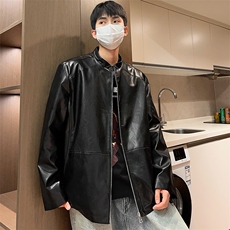 男士立领皮夹克男秋季宽松机床皮衣潮外套A266-PY005-特P40，男装夹克，电商A266