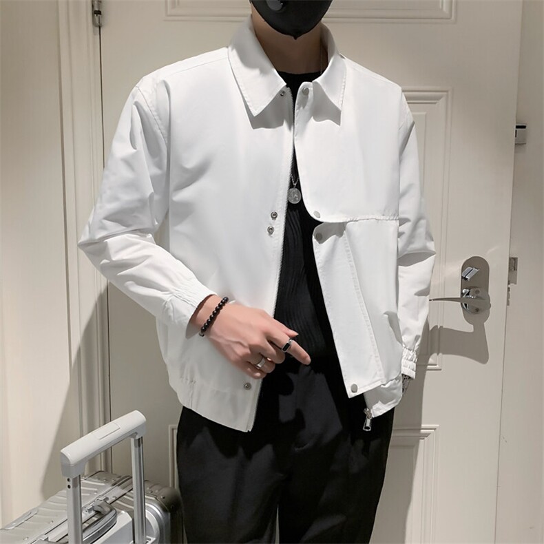 社会小伙风翻领春秋韩版痞帅时尚潮流百搭春款夹克JK082-P85控125图片