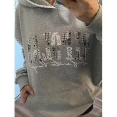 5241-P58原版做工质量新款宽松字母长袖连帽休闲卫衣加绒，女装卫衣/绒衫，星座617A-2