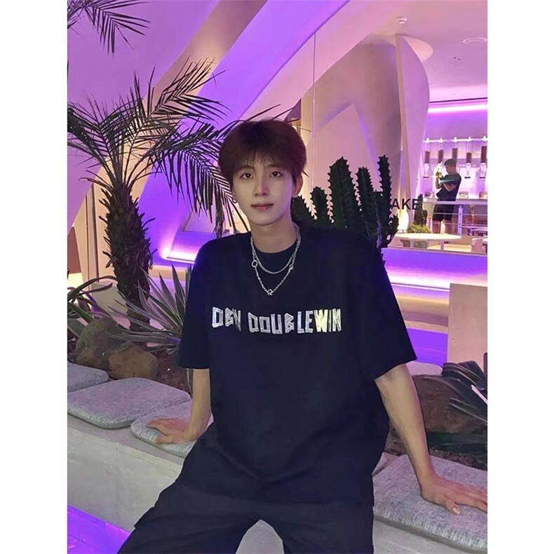网图巴家重磅短袖垫肩T恤软金属立体印花宽松体恤1213-T2429-P35,男装T恤,星座1213