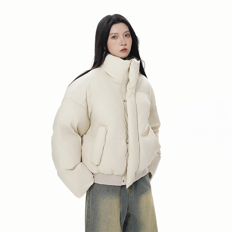 现货5W件冬季三防重磅硬挺boxy短款羽绒立领PU皮棉衣外套加厚棉服,男装棉衣,电商A486-1