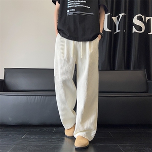 春夏肌理感褶皱休闲直筒长裤K380-P48图片