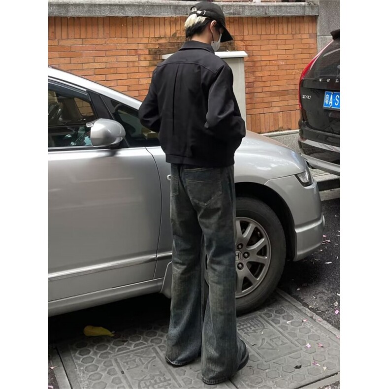 2024美式男款春季长裤潮竹节纹牛仔裤N0111P45,男装牛仔裤,星座1116-2