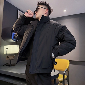 AY130/P178控238冬季社会小伙保暖立领百搭韩系羽绒棉服男黑首图片