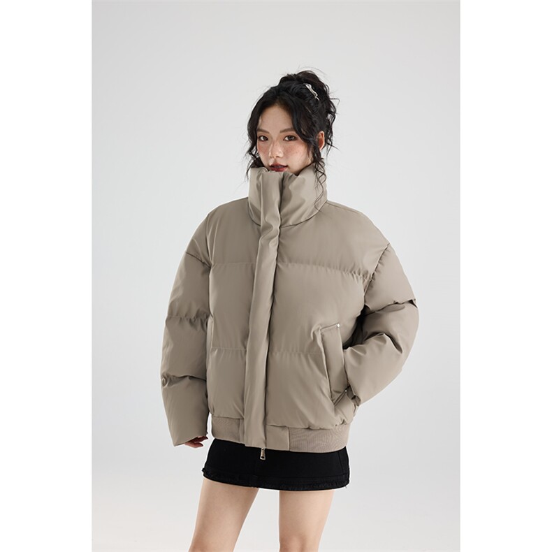 现货5W件冬季三防重磅硬挺boxy短款羽绒立领PU皮棉衣外套加厚棉服,男装棉衣,电商A486