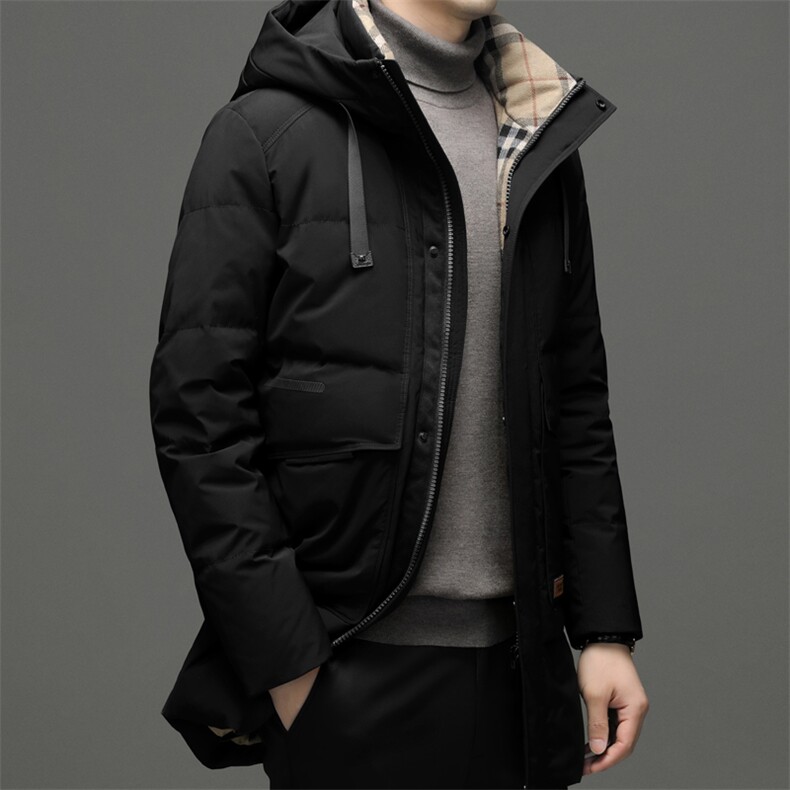 BW8636钱塘2020-2中年男士冬季厚款长款商务休闲连帽羽绒服P290,男装羽绒服,钱塘207-2