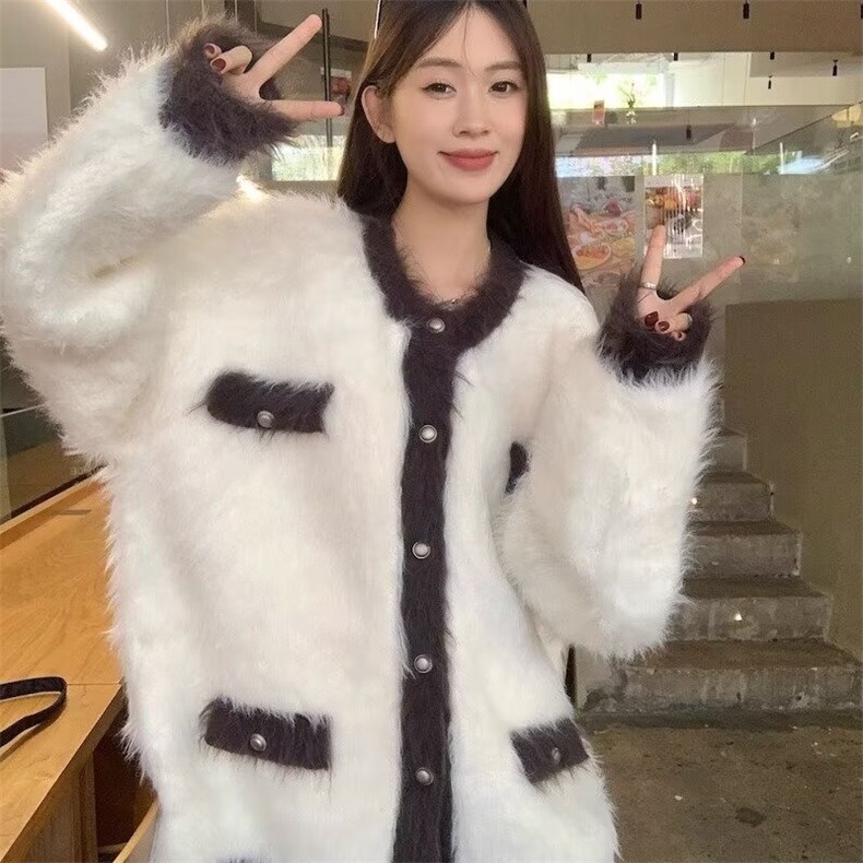 MY9219-P70美式复古慵懒小香风开衫毛衣男女秋冬高级感新款,男装针织衫/毛衣,电商B323A