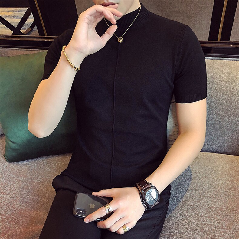 M01/p45针织衫毛衣男早秋男士半高领纯色修身内搭打底衫线衣黑,男装针织衫/毛衣,电商D303