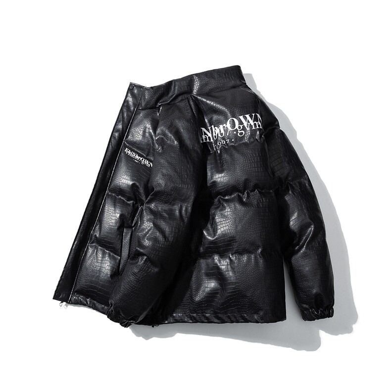 1白底鳄鱼纹手塞棉大码M-5XL夹克PU皮棉服外套男8507P120控158，男装夹克，星座226-2