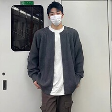 藏青色开衫毛衣男2025新款春秋季休闲潮常规长袖纯色立领青年气质，男装针织衫/毛衣，星座506A