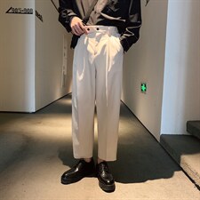 裤子男秋季新款男生九分裤直筒宽松休闲西装裤垂感西裤潮X902-P35，男装西服套装，星座1008-1
