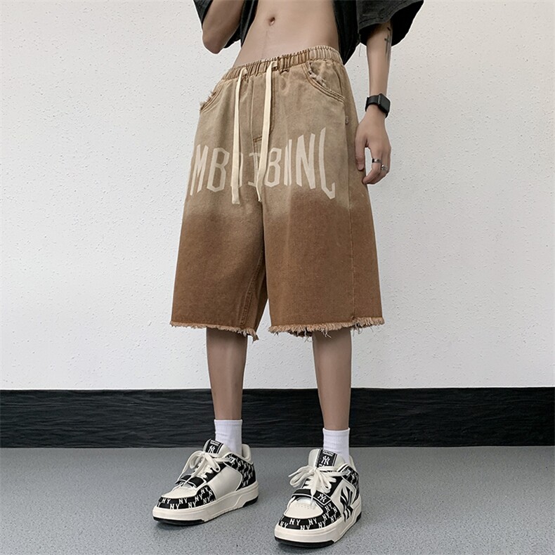 工装牛仔短裤男夏季薄款中裤美式街头宽松运动五分裤N05506-P43,男装牛仔裤,星座308B-1