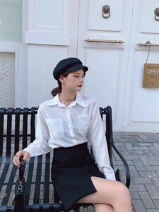 春季新款修身衬衣白色设计感小众,其它,L·H·X