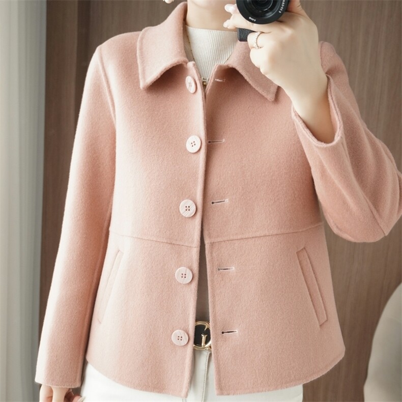 2026年秋季常规长袖甜美娃娃领羊毛，女装毛呢外套，众策羊绒