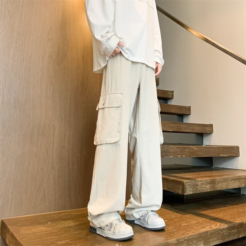 8XL-M美式高街工装裤2025春季大码直筒裤休闲裤阔腿裤KZ1910/P68图片