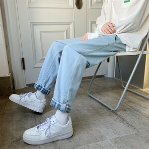 夏季高街ins潮牌牛仔裤薄款宽松裤子男韩版潮流直筒裤 K1109-P38图片