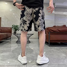 短裤男士夏季宽松潮流刺绣五分裤青年情侣潮牌印花休闲直筒裤，男装牛仔裤，星座516A