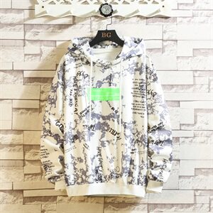 703-W195 秋冬薄绒帽衫 数码印花潮流卫衣图片