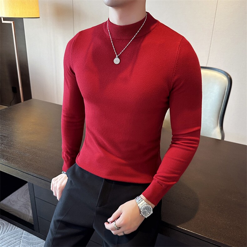 12色纯色毛衣打底衫男秋冬内搭半高领修身针织衫M602特p35,男装针织衫/毛衣,电商D303