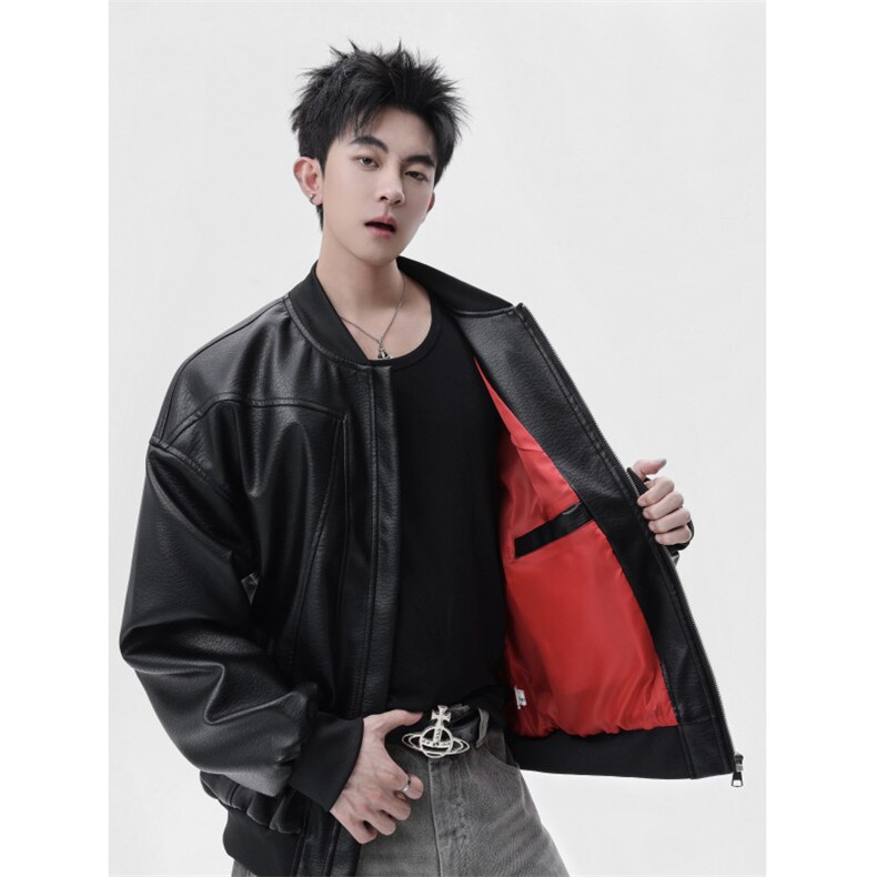 档口图宽松型美式夹克秋季棒球领皮夹克JK560-P58特，男装夹克，星座1213
