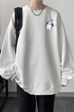 华夫格卫衣圆领卫衣男大码长袖t恤男外套HW76167-P30加绒款-P40，男装卫衣，电商A040