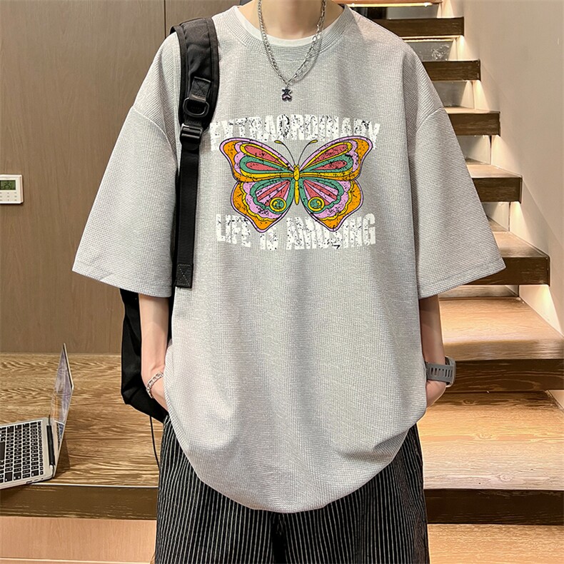 华夫格t恤男短袖男大码五分袖酒店风HT73366-P22,男装T恤,电商A040