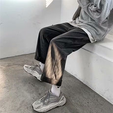 牛仔裤男宽松直筒潮牌港风复古破洞坠感阔腿休闲裤子P35，男装牛仔裤，星座410-7