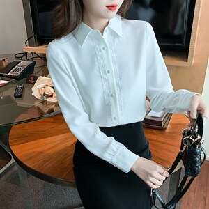 上衣春季新款OL长袖衬衫设计感小众衬衣图片