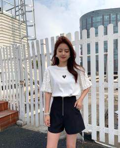 夏季新款韩版爱心雪纺袖上衣，女装，邱小姐