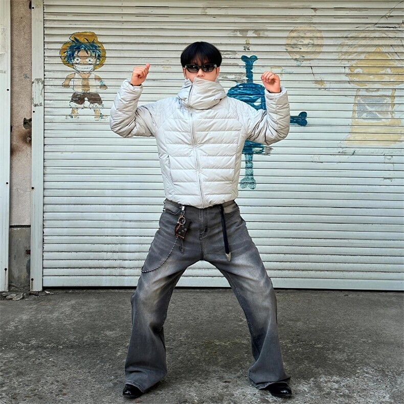 个性斜拉链连帽短款修身棉服610A-1-L8501-P74,男装棉衣,星座610A-1