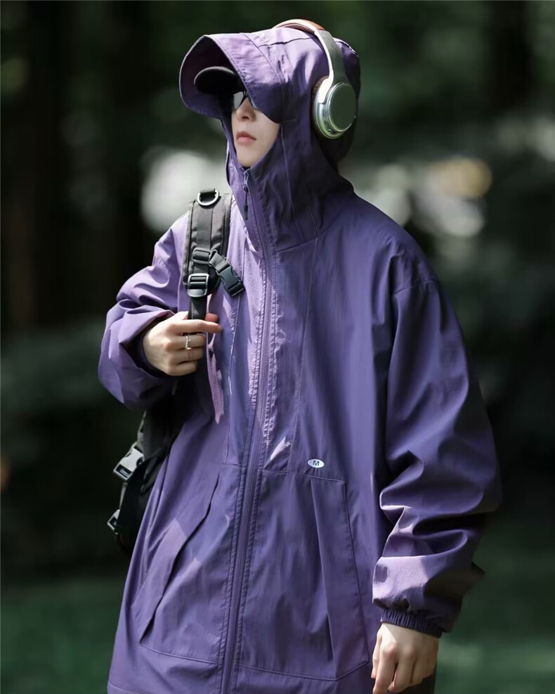 防晒衣男冰丝夏季薄款山系户外机能连帽冲锋衣外套潮宽松 X129图片