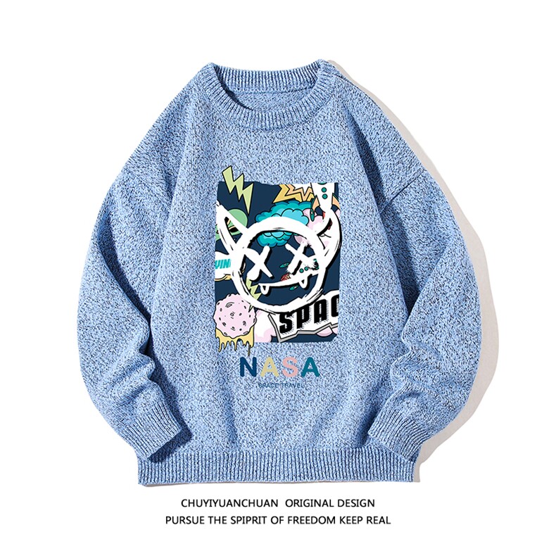 加厚加绒毛衣男大码毛线衣男针织衫M19275-P45加绒款-P65白底,男装针织衫/毛衣,电商A040A