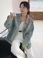 美式复古牛仔外套女2025春季新款盐系宽松小个子休闲渐变夹克上衣，女装短外套，浙宝305