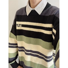 【005】条纹毛衣男套装秋冬季宽松学生搭配针织衫A079-M7361-P44，男装针织衫/毛衣，电商A079